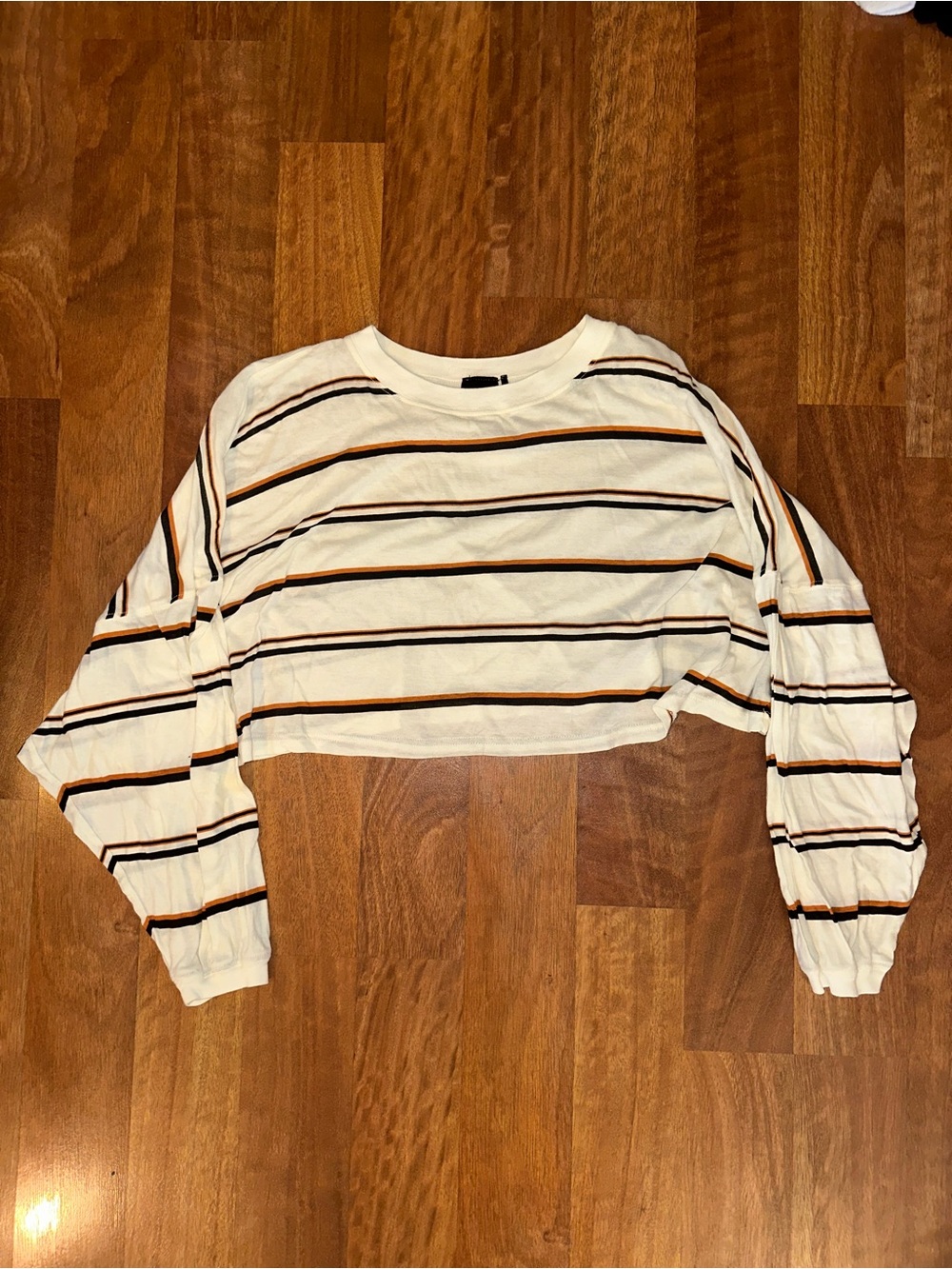 Cropped Out from Under Cream Striped Long-Sleeve Top - Casual Women's Tee